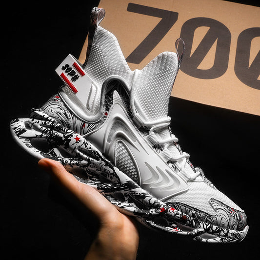 Guofeng Shoes Men&#039;s Fashionable Shoes Winter Basketball Men&#039;s Shoes 2021 New Fashionable High-top Cotton Shoes Fleece-lined Blade Sneaker